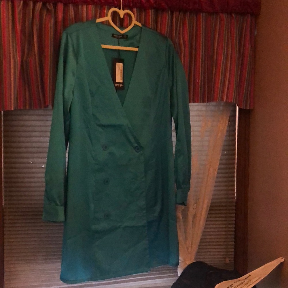 Double breasted satin Blazer dress.